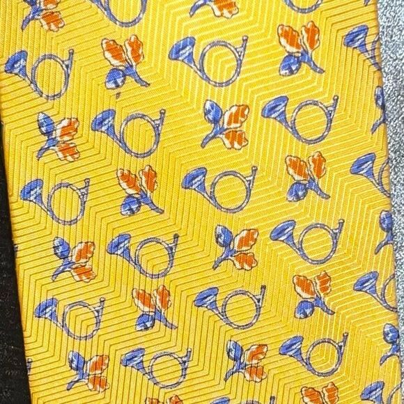 Paolo Gucci Other - Vintage Paolo Gucci Necktie Yellow Floral and Trumpets Silk Designer